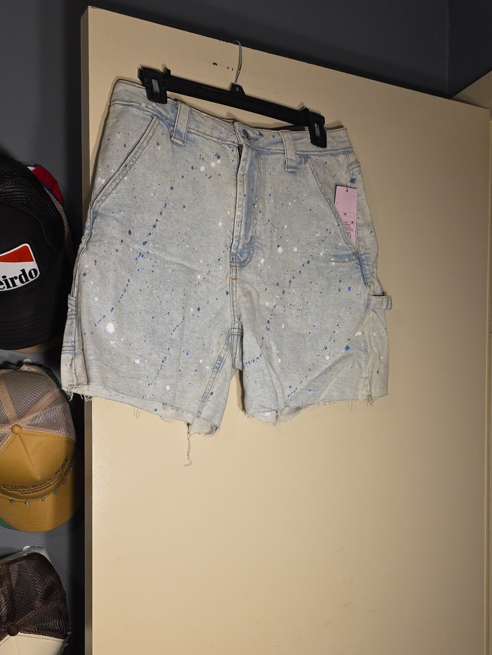 Wild Fable Light Blue Paint-Splatter Utility  Denim Shorts